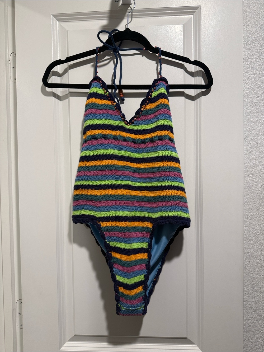 It’s Now Cool x Free People Crochet Tie One Piece Swimsuit Size M/L NWOT - Picture 2 of 8